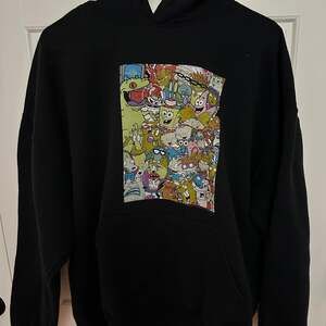 Nickelodeon 90s Cartoon Graphic Black Hoodie